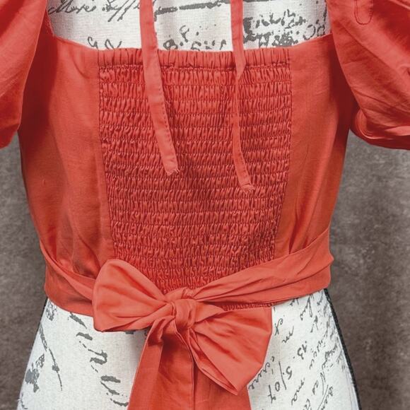 Band of the Free Tie Back Short Sleeve Entrada Top Orange S - Picture 8 of 15